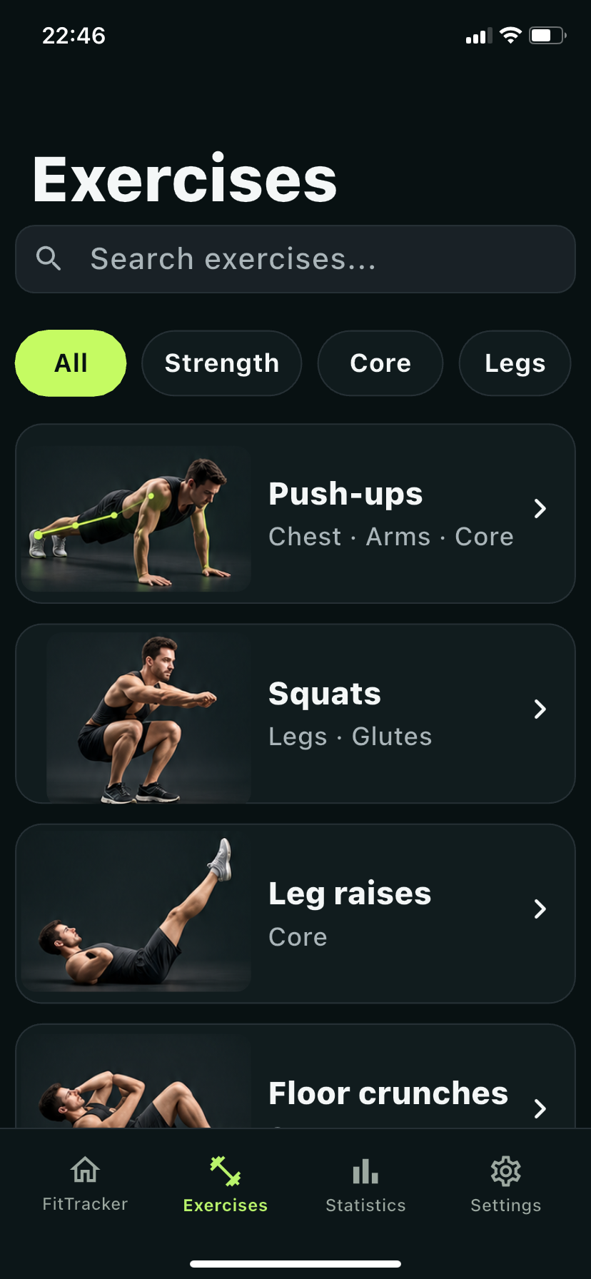 FitTracker exercise library